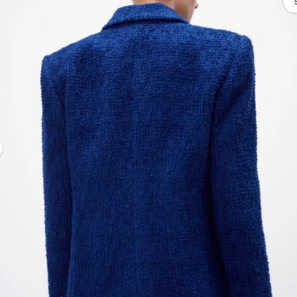 BNWT - ZARA TEXTURED TAILORED BLAZER BLUISH -XS - Picture 5 of 6